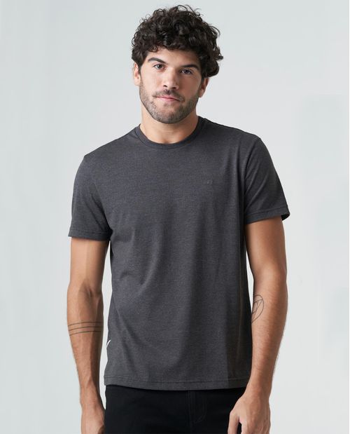 Camiseta para hombre Slim manga corta jaspe con logotipo