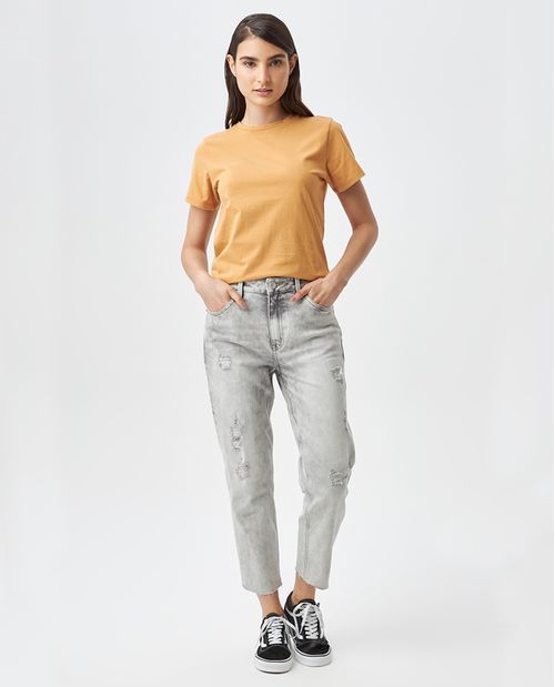 Jean para mujer fit Moda gris claro bota ajustada