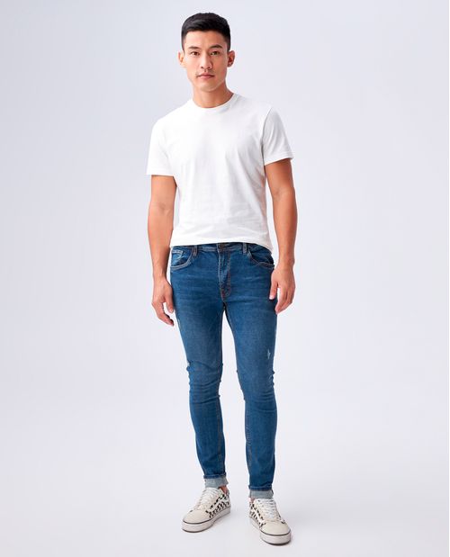 Jean para hombre fit Missouri azul medio bota ajustada con desgastes