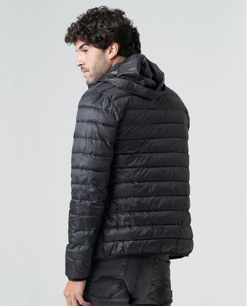 Chaqueta para hombre acolchada doble faz con capucha plegable