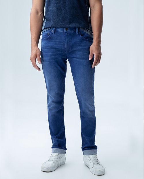 Jean para hombre fit Orleans tono medio bota ajustada con poliéster reciclado