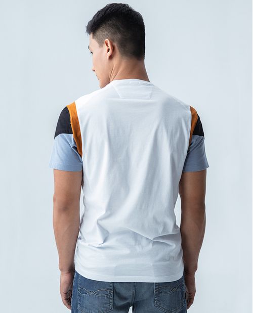 Camiseta para hombre Slim manga corta con bloques de color
