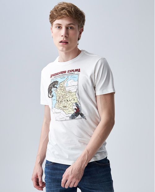 Camiseta para hombre Slim manga corta con estampado de parques