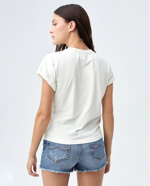 Camiseta para mujer classic manga corta con puños retorcidos 100% algodón orgánico