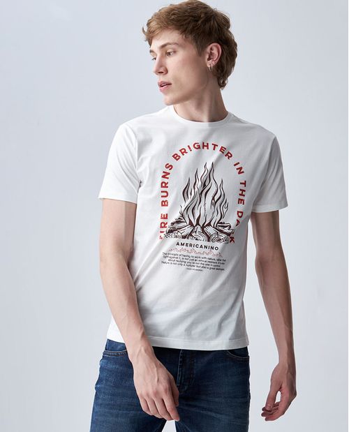 Camiseta para hombre Slim manga corta cruda con detalles gráficos