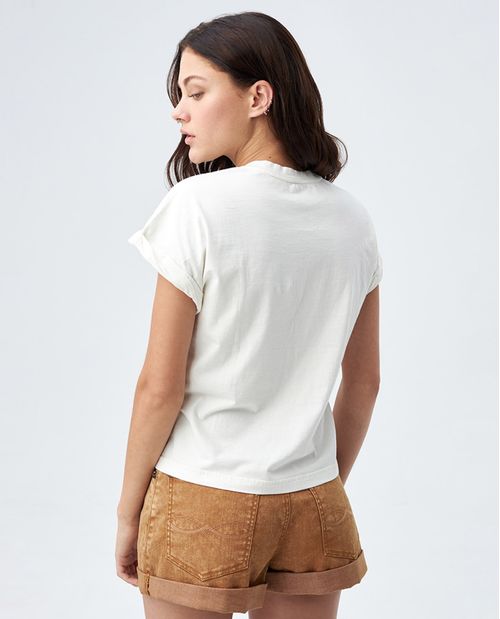 Camiseta para mujer classic manga corta con puños retorcidos 100% algodón orgánico