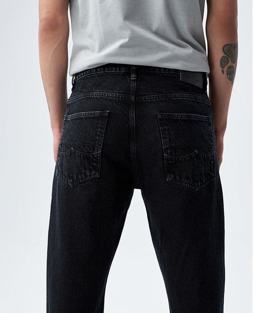 Jean para hombre fit Moda negro bota recta 100% algodón