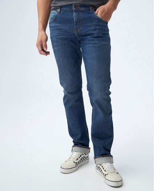 Jean para hombre fit Oregon azul oscuro bota recta con algodón orgánico