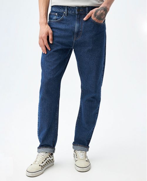 Jean para hombre fit Moda azul medio bota recta 100% algodón