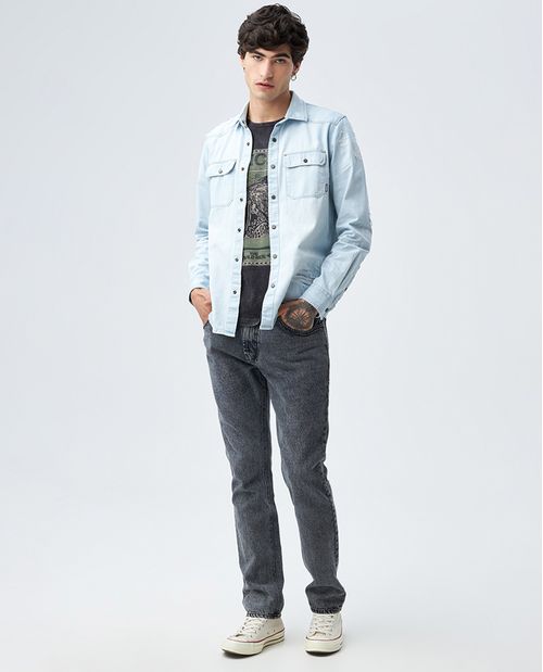 Jean para hombre fit Moda gris oscuro bota recta 100% algodón