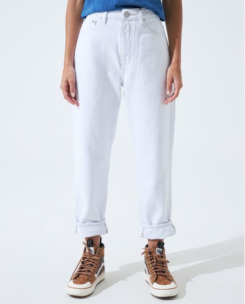 Mom jean blanco para mujer