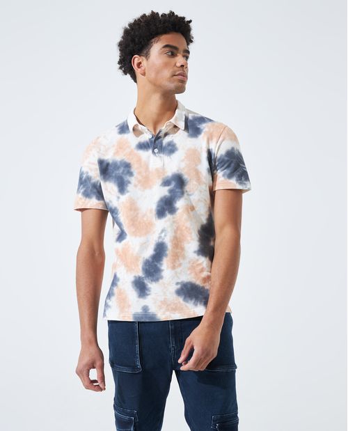Camiseta tipo polo tie-dye para hombre