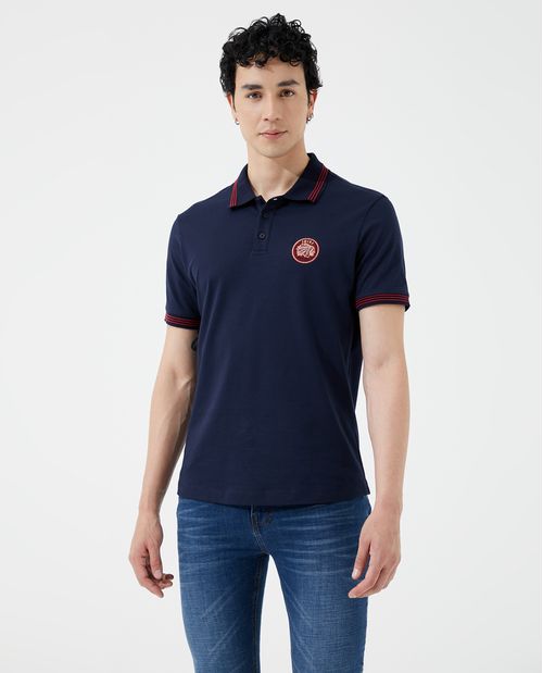 Camiseta tipo polo con logotipo en contraste para hombre
