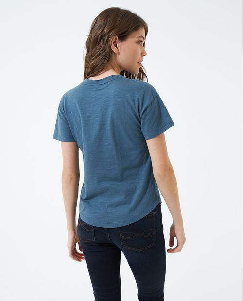 Camiseta estampada con diseño en hombros, para mujer