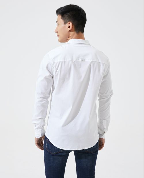 Camisa manga larga con cuello camisero para hombre
