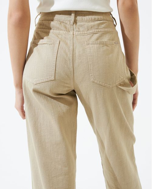 Pantalón carpintero de silueta carrot 100% algodón para mujer