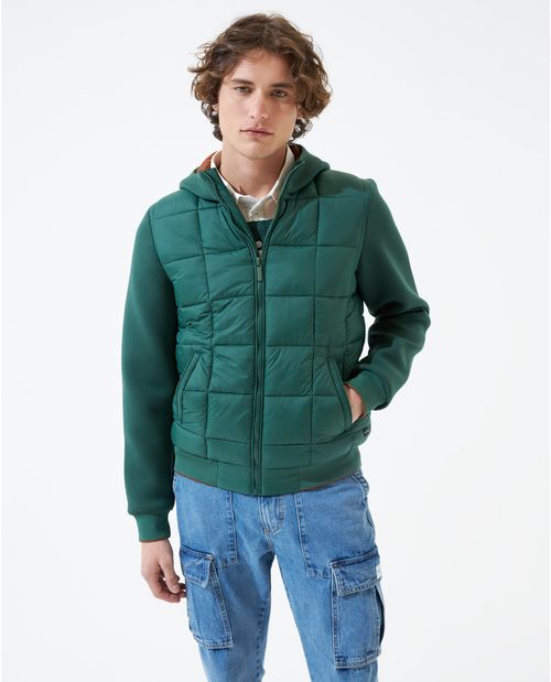 Chaqueta acolchada de cierre y capucha para hombre