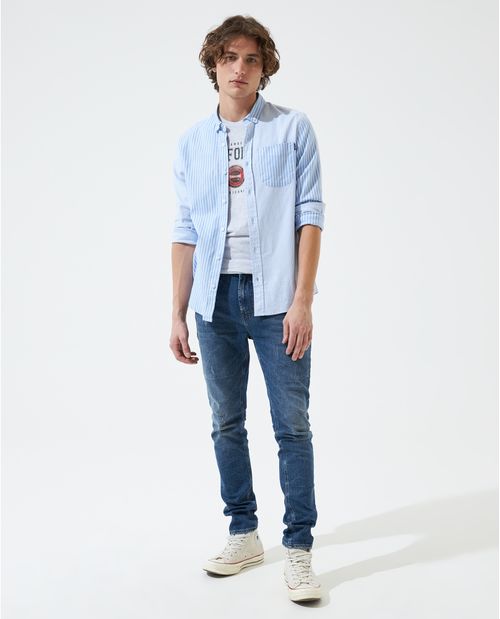 Jean Skinny claro con pequeños desgastes para hombre