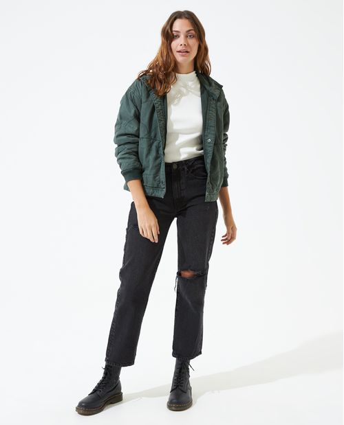 Jean Momfit negro para mujer
