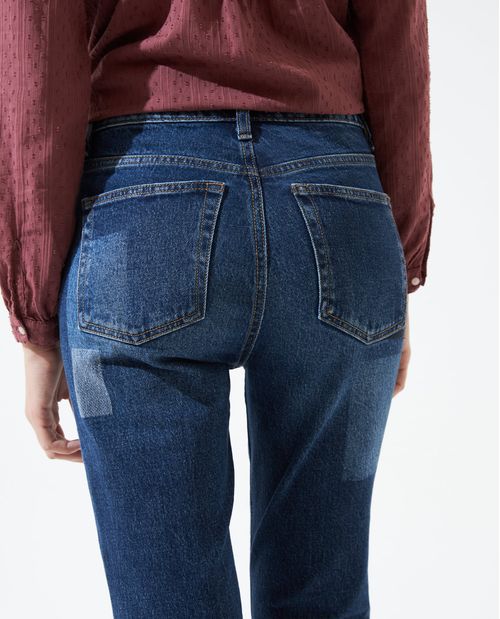Jean Momfit con parches para mujer