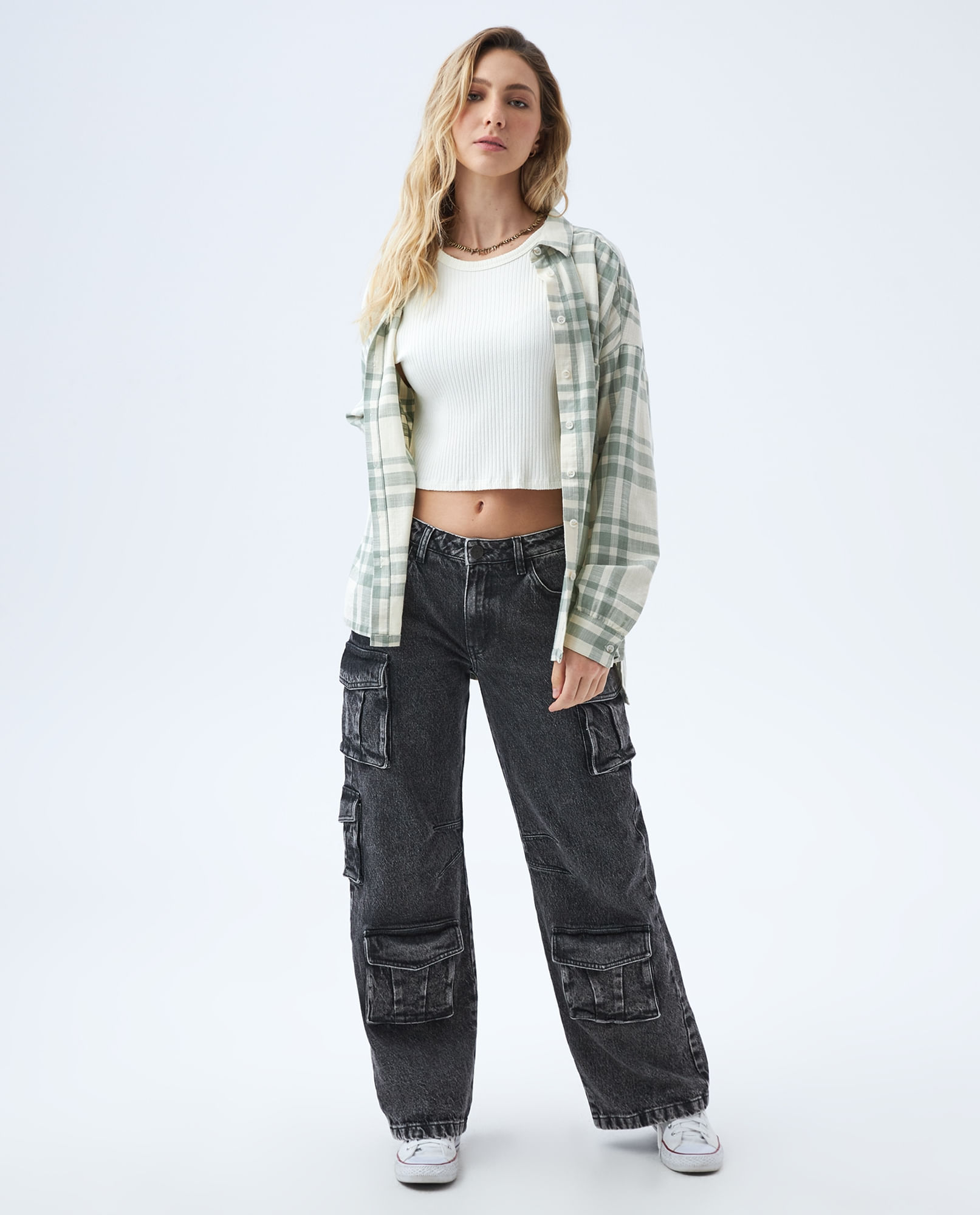 Americanino Jeans Cargo Tiro Medio Mujer