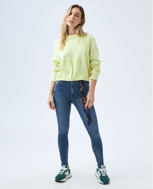 Jeans cargo wide leg Mujer Tono Medio