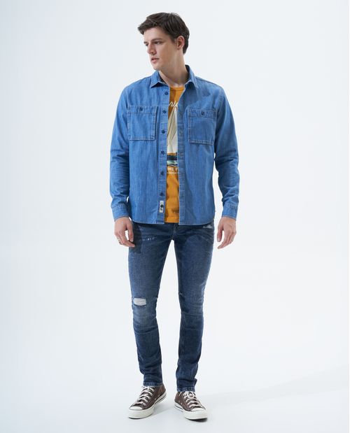 Jean Skinny fit con detalles recosidos para hombre