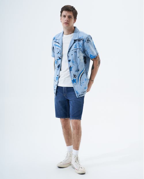 Bermuda en denim tono medio para hombre