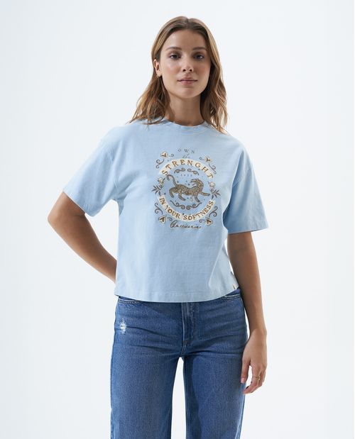 Camiseta con detalle bordado para mujer