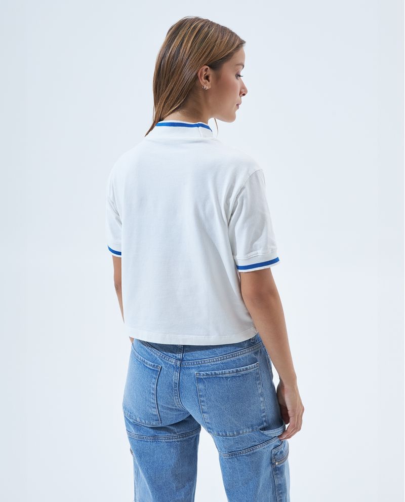 Camiseta de cuello alto emblemática de algodón de mujer A02QF01210