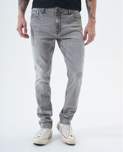 Jean Tapered fit gris claro para hombre