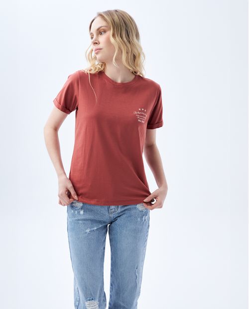 Camiseta con estampado en espalda para mujer