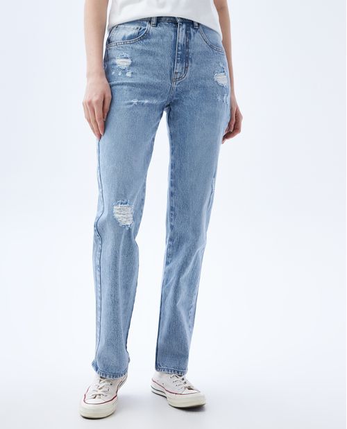 Jean Straight fit con rotos para mujer