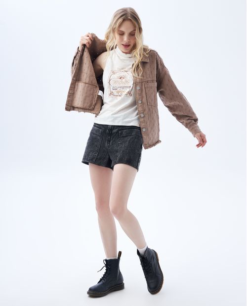 Camiseta manga sisa para mujer