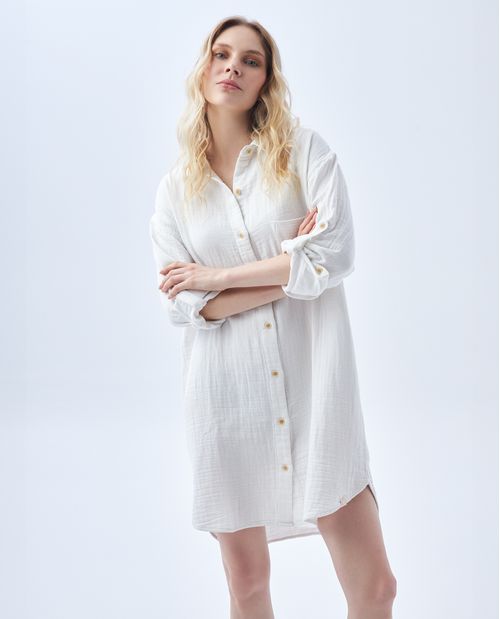 Vestido corto de manga larga para mujer