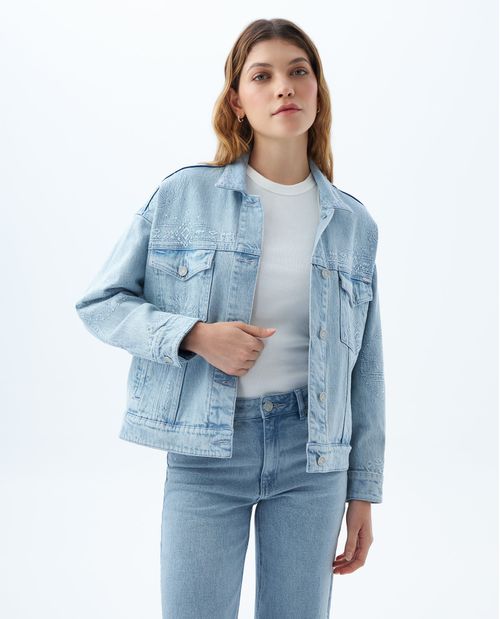 Chaqueta Trucker bordada para mujer