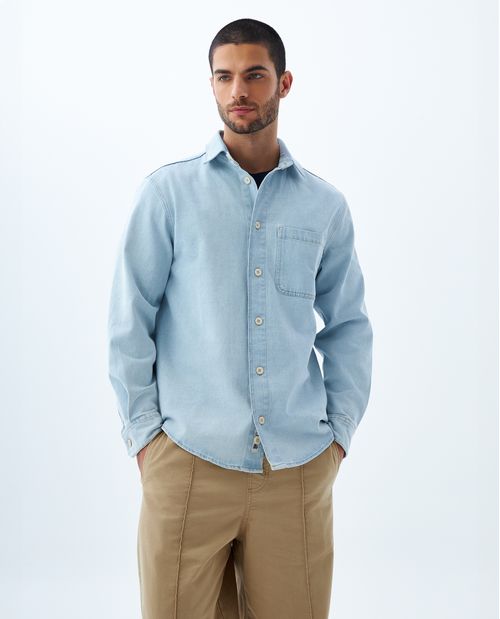 Camisa manga larga con bolsillo para hombre