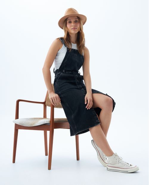 Vestido largo estilo jardinera para mujer