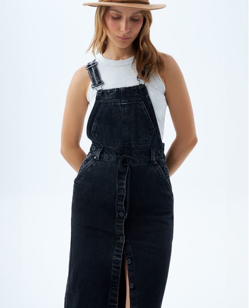 Vestido largo estilo jardinera para mujer