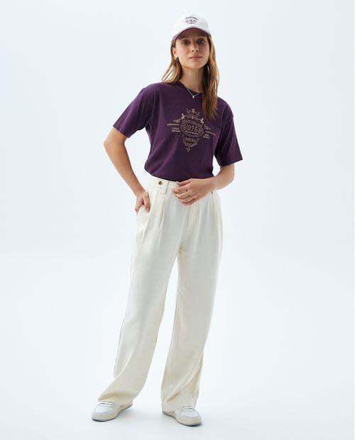 Camiseta classic estampada y bordada para mujer