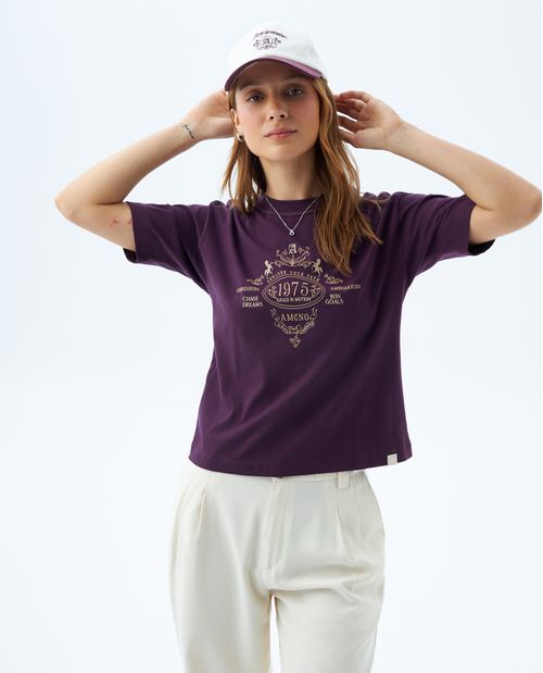 Camiseta classic estampada y bordada para mujer
