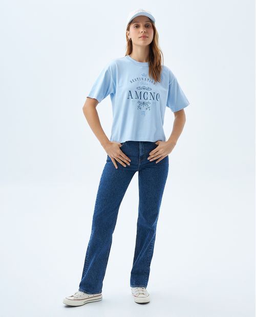 Camiseta classic estampada y bordada para mujer