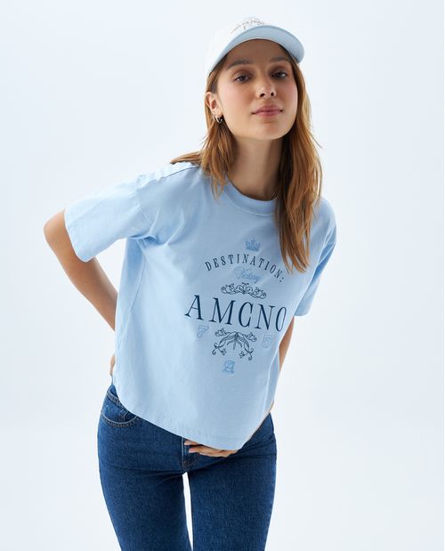 Camiseta classic estampada y bordada para mujer