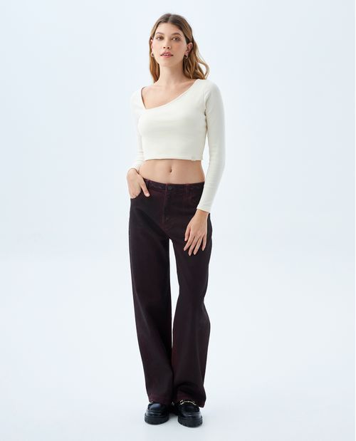 Crop top escote asimétrico para mujer