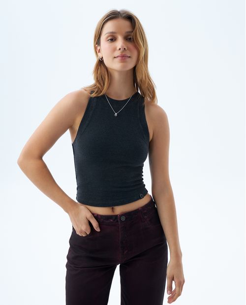 Camiseta manga sisa cuello redondo para mujer
