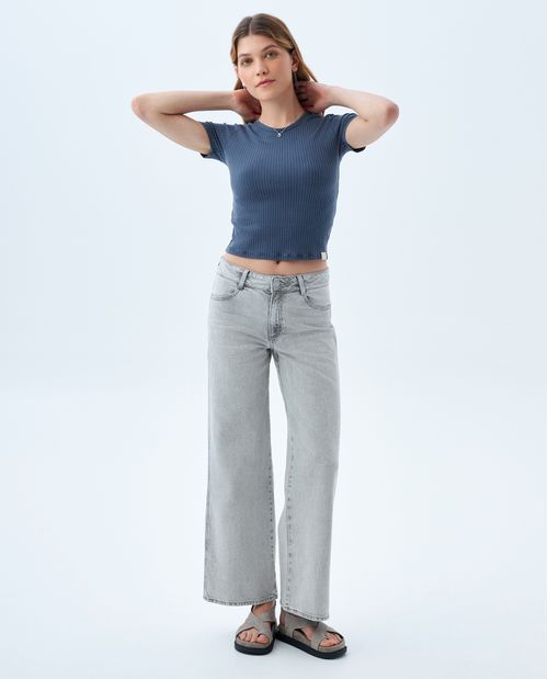 Camiseta manga corta en rib para mujer