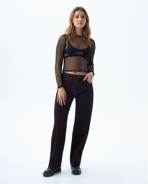 Camiseta malla con brillo para mujer