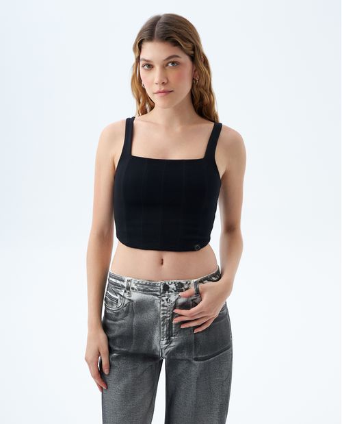 Crop top tipo corsé para mujer