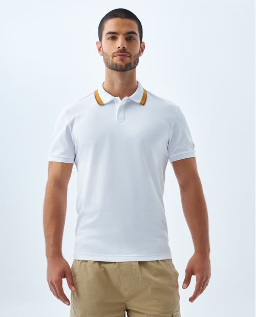 Polo con cuello y puños tejidos para hombre