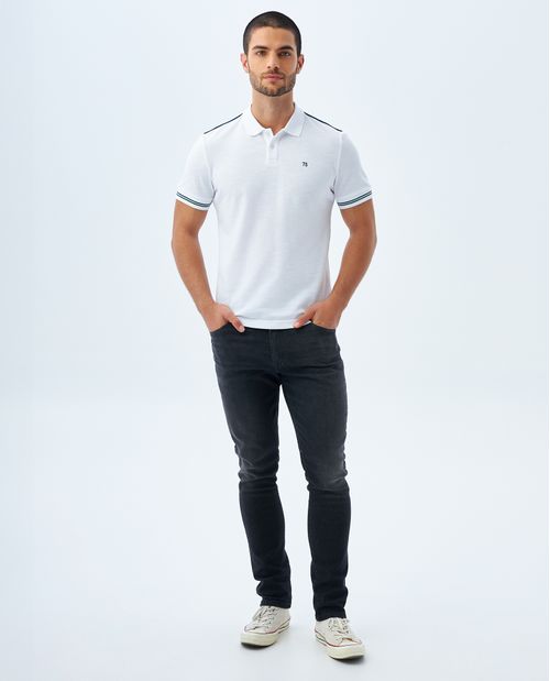 Polo slim con cuello tejido para hombre